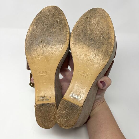 J.Crew Marguerite Brown Leather Strappy Platform Italian Made Wedge Sandal 10 - Picture 9 of 10